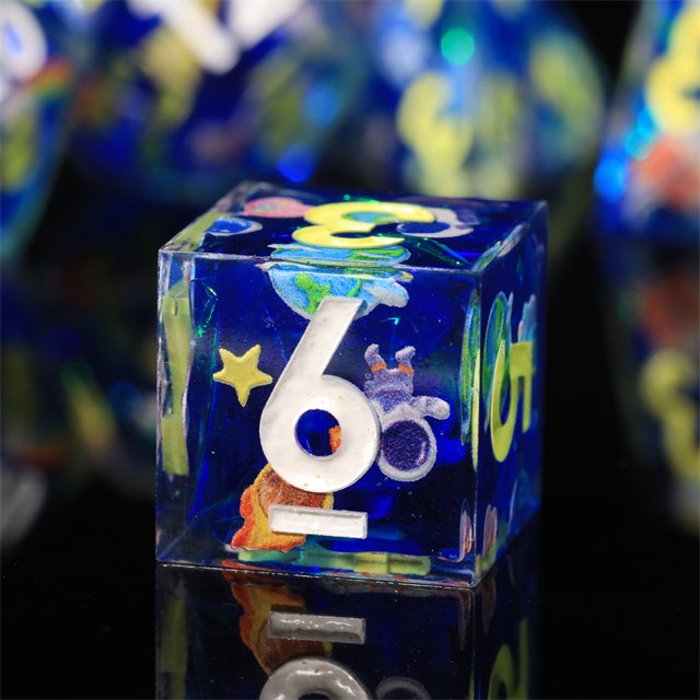 MINI PLANET Custom Handmade Resin Dragon and Dungeon DND Sharp Edges Dice Set Polyhedral Board Game RPG Dice