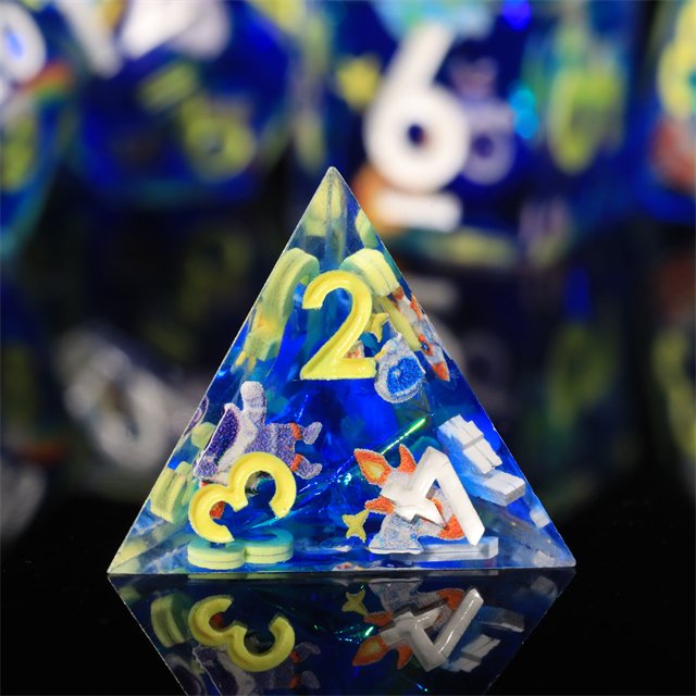 MINI PLANET Custom Handmade Resin Dragon and Dungeon DND Sharp Edges Dice Set Polyhedral Board Game RPG Dice