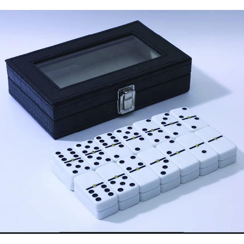 White and Red Acrylic Cuban Dominoes Professional Premium Double 9 Domino Set