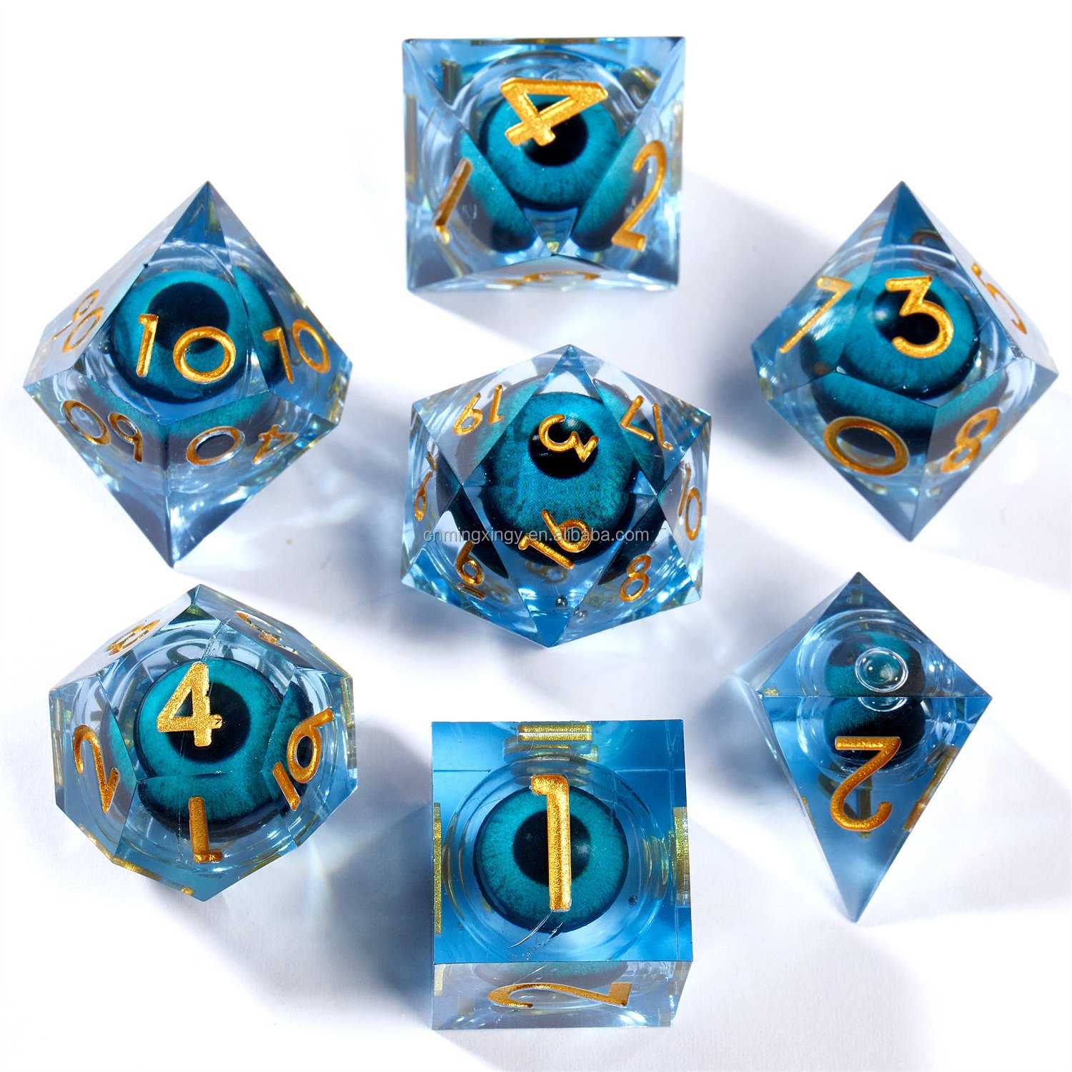 Spot Low-priced Resin Polyhedral Rotating Longan Liquid Core Dice D&D 7-piece Dragon and Dungeon DND Dice Set Hot Selling