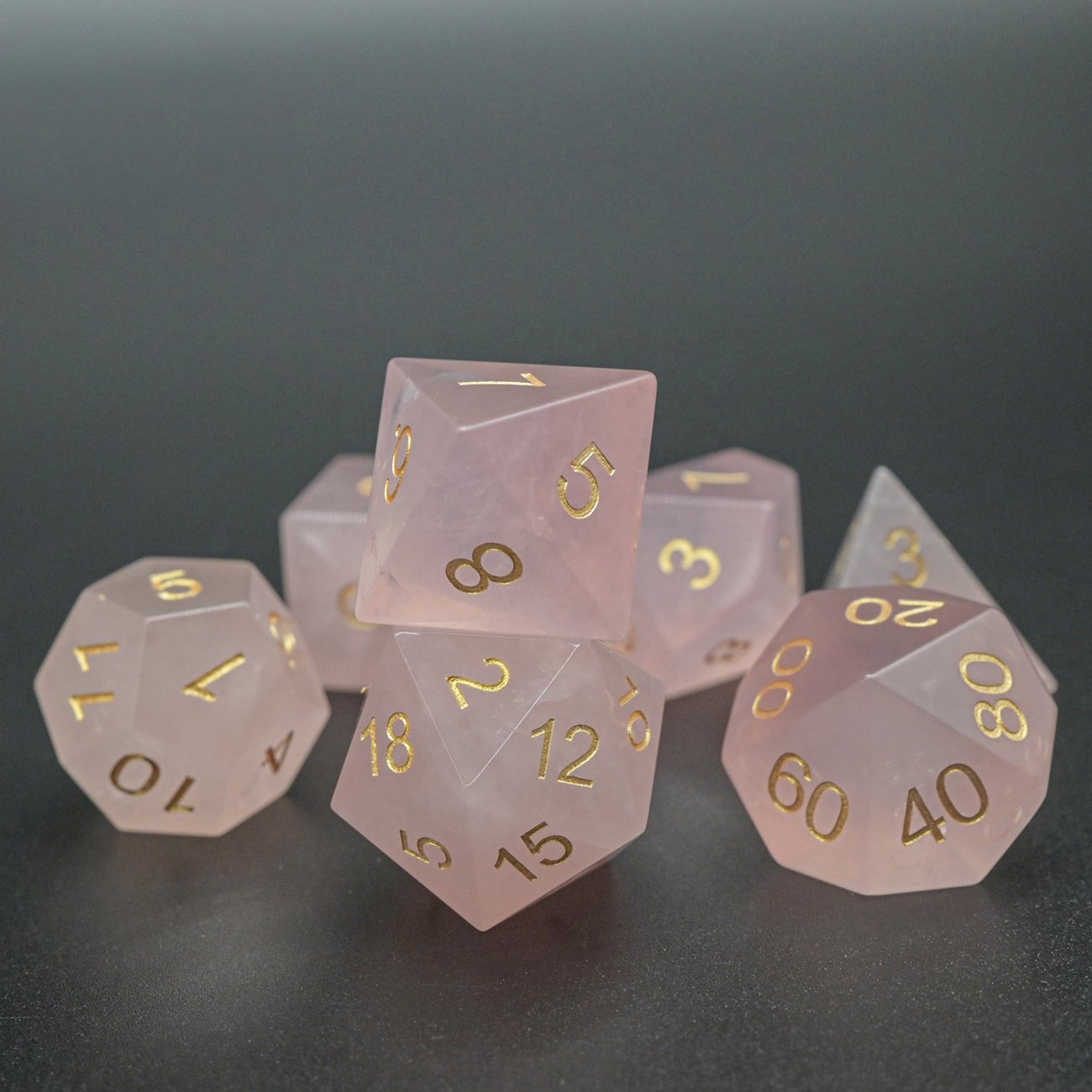 Rose Quartz 20 Sided Dice RPG DND Ludo Board Game Natural Gemstone Polyheral DnD Dice