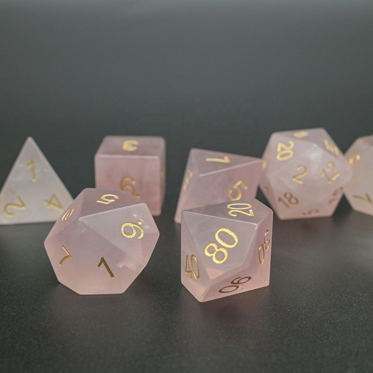 Rose Quartz 20 Sided Dice RPG DND Ludo Board Game Natural Gemstone Polyheral DnD Dice