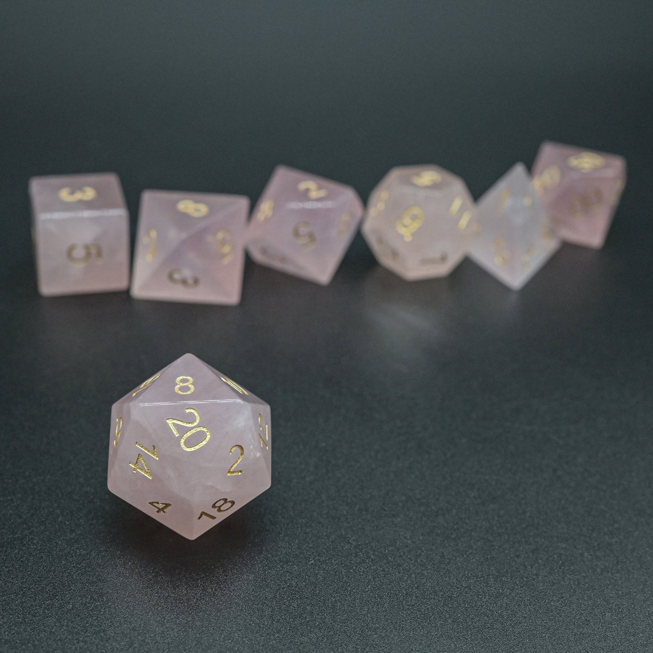 Rose Quartz 20 Sided Dice RPG DND Ludo Board Game Natural Gemstone Polyheral DnD Dice