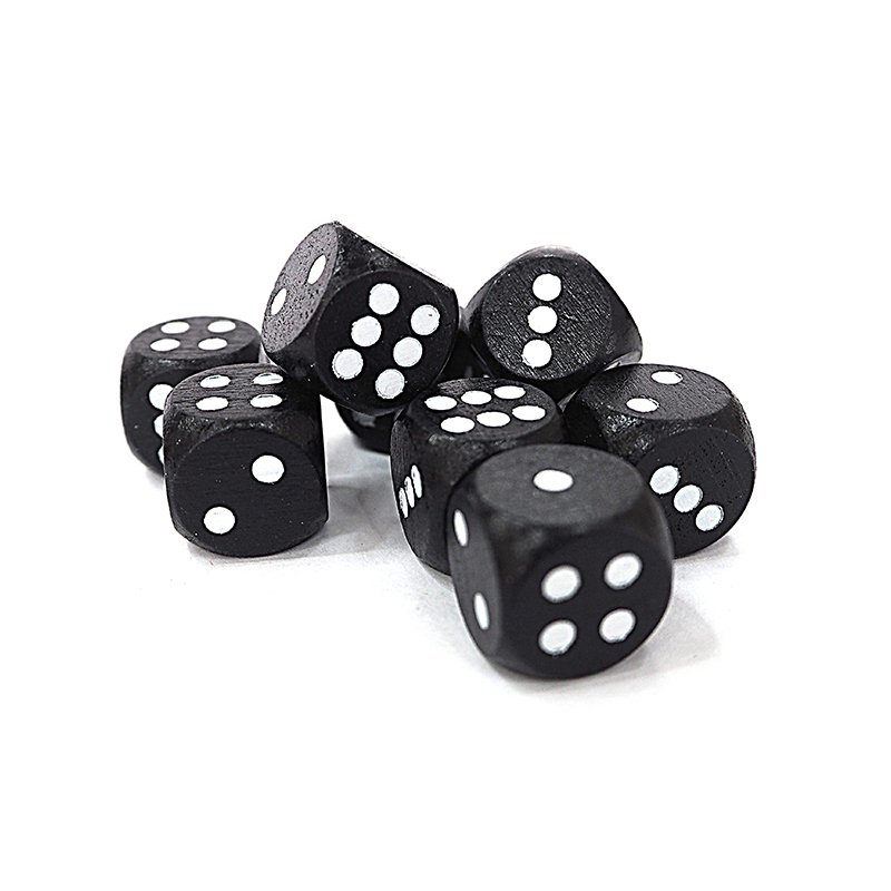 16mm Wooden Dice Black with White Dot
