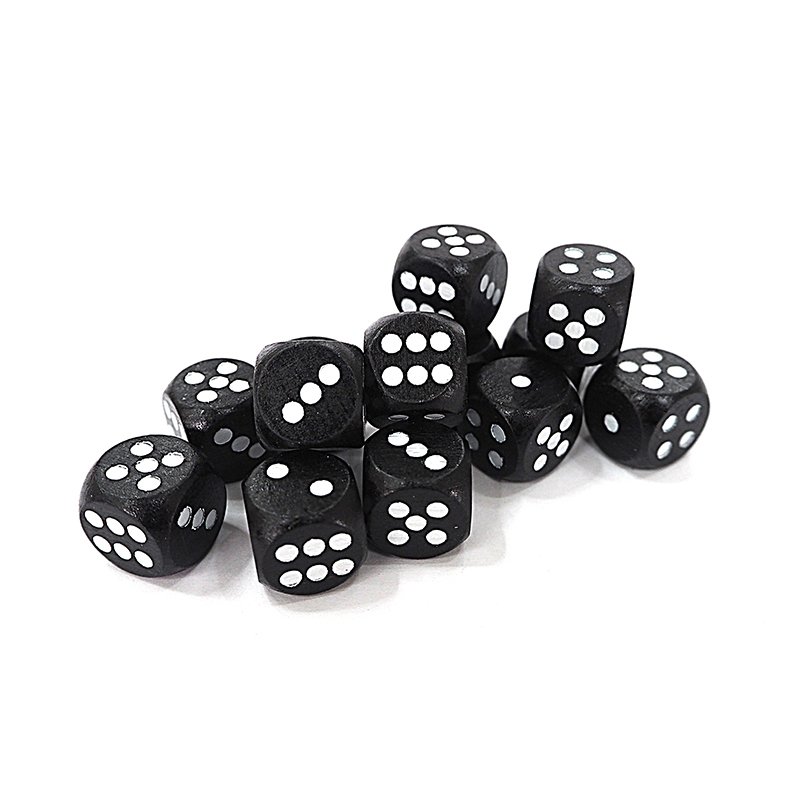 16mm Wooden Dice Black with White Dot