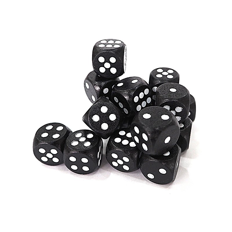 16mm Wooden Dice Black with White Dot