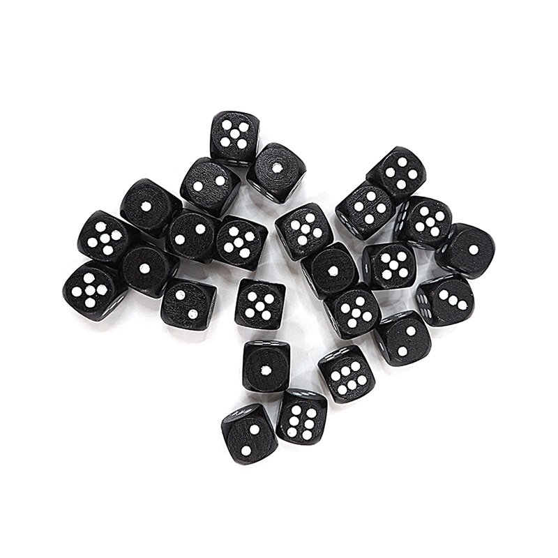 16mm Wooden Dice Black with White Dot