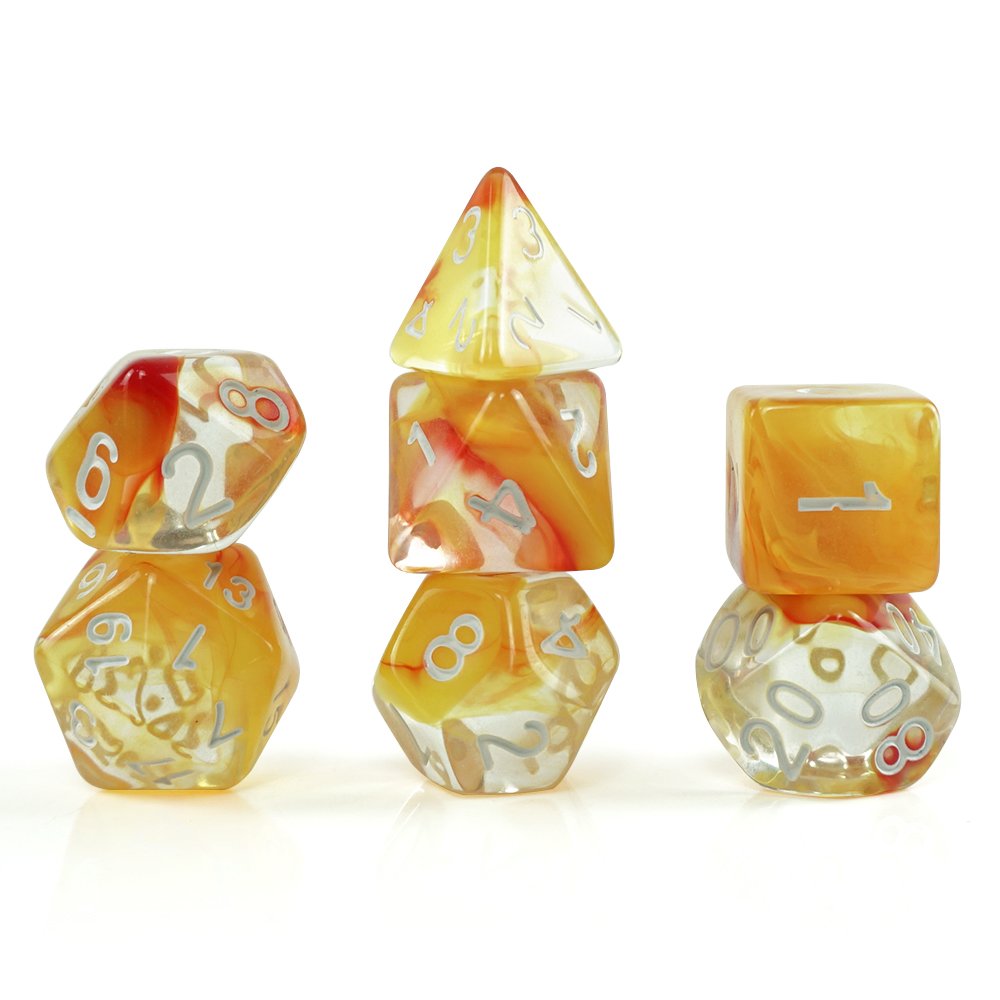 Hot Sale Rainbow color 7pcs/Set acrylic clear Colorful polyhedral dice game set board game dice