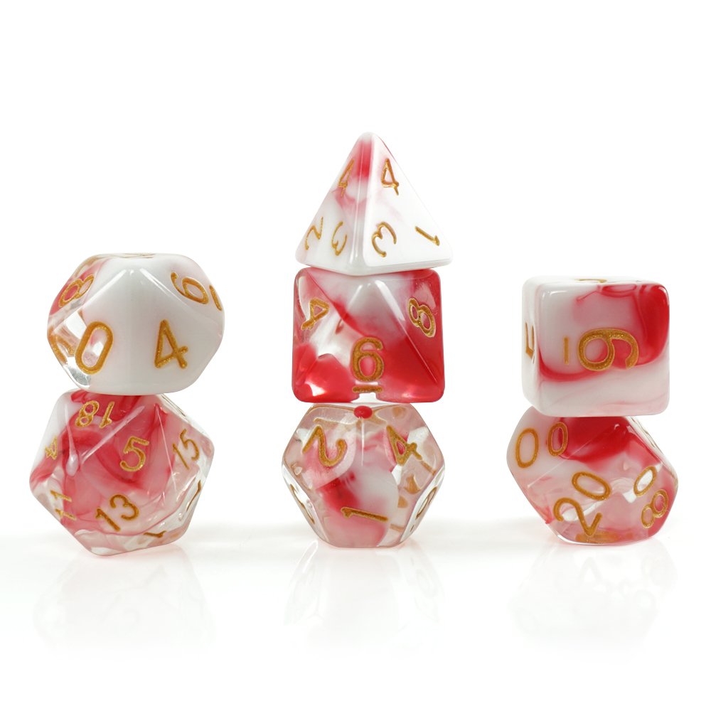 Hot Sale Rainbow color 7pcs/Set acrylic clear Colorful polyhedral dice game set board game dice