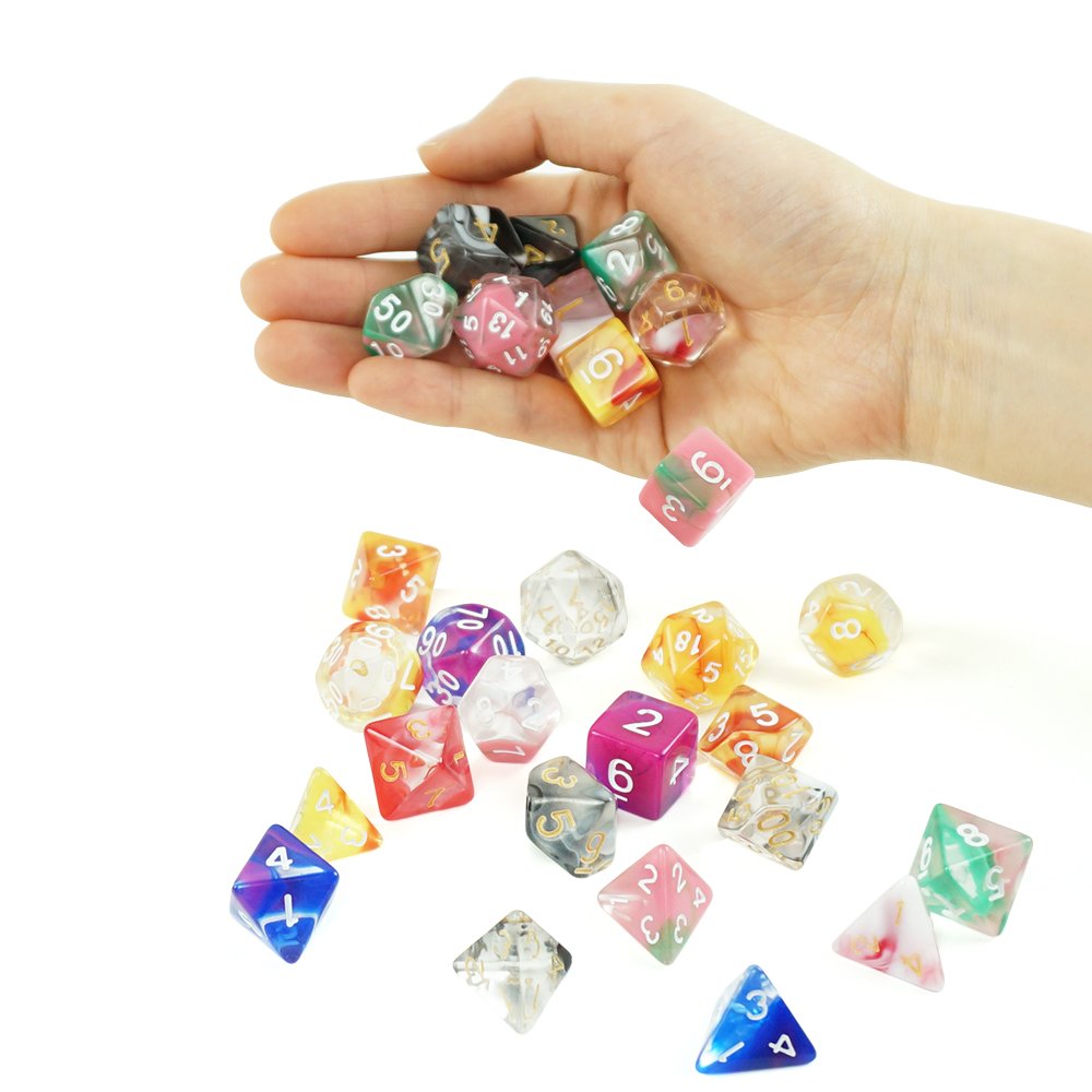 Hot Sale Rainbow color 7pcs/Set acrylic clear Colorful polyhedral dice game set board game dice