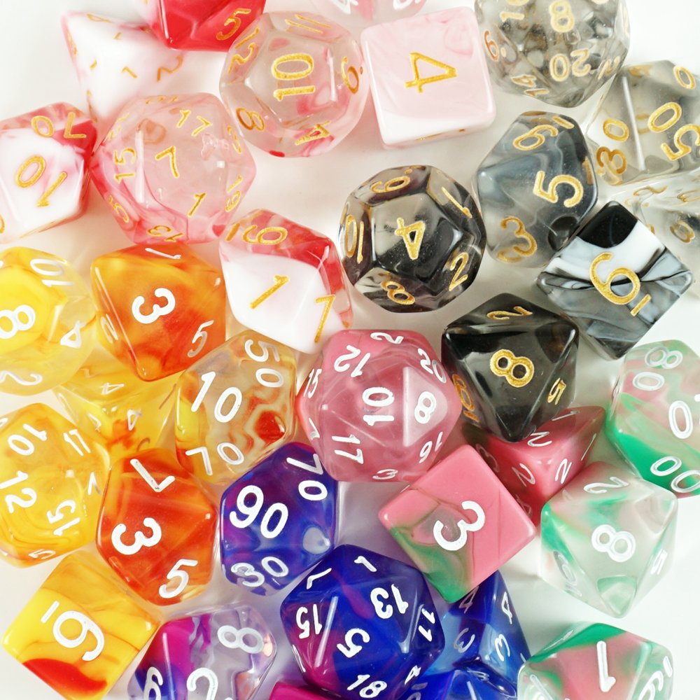 Hot Sale Rainbow color 7pcs/Set acrylic clear Colorful polyhedral dice game set board game dice