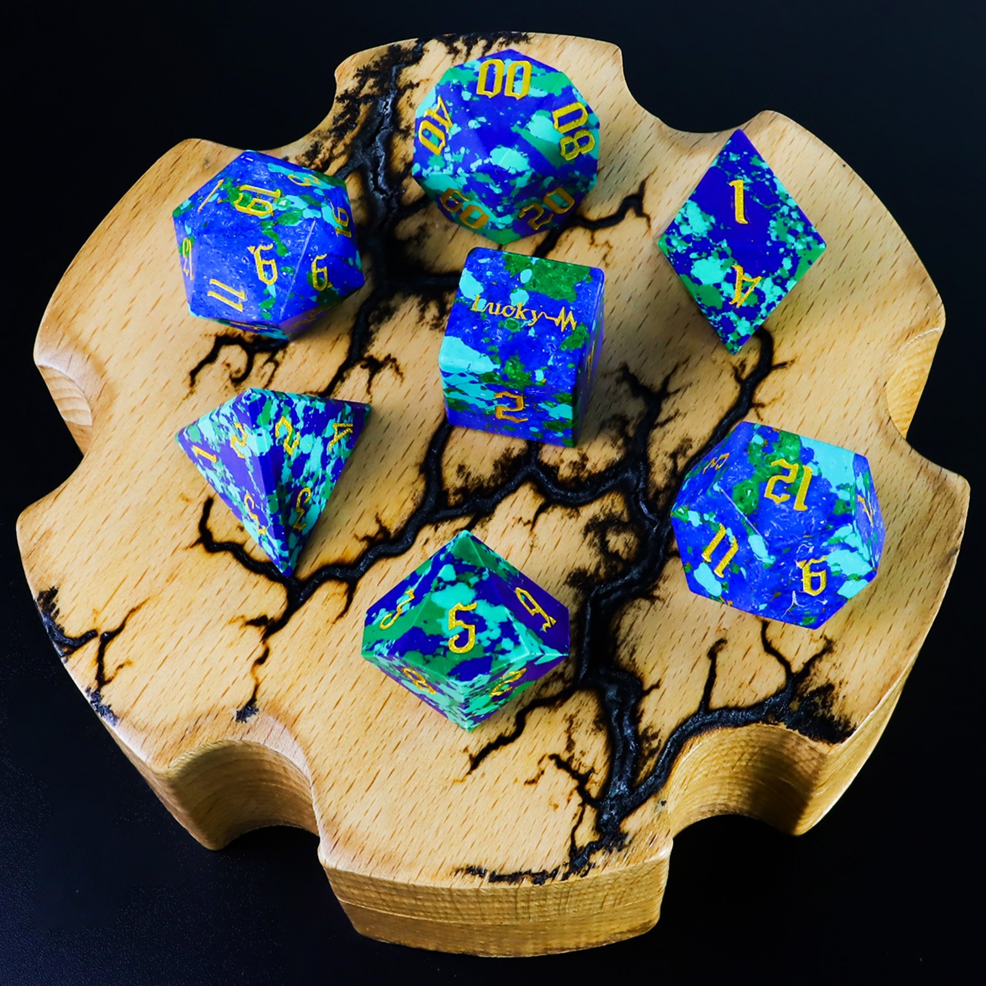Factory wholesale customized high quality white turquoise dice set for dungeons and dragons RPG