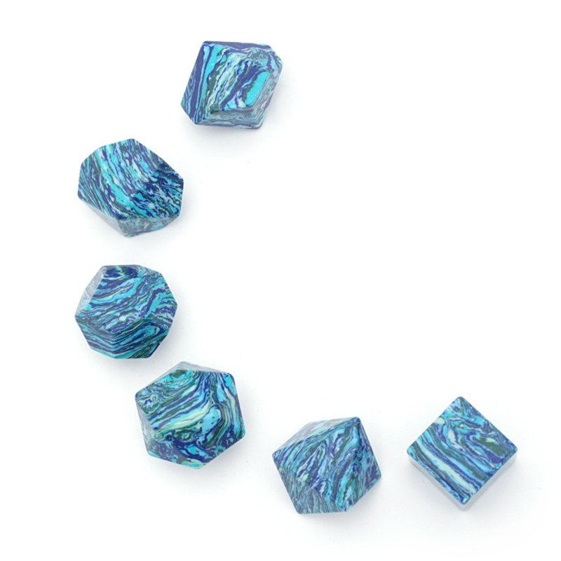 High Quality Custom Engraved DND Blank Dice Blue Striped Turquoise Gemstone Dice Set for Dungeons and Dragons RPG Board Game
