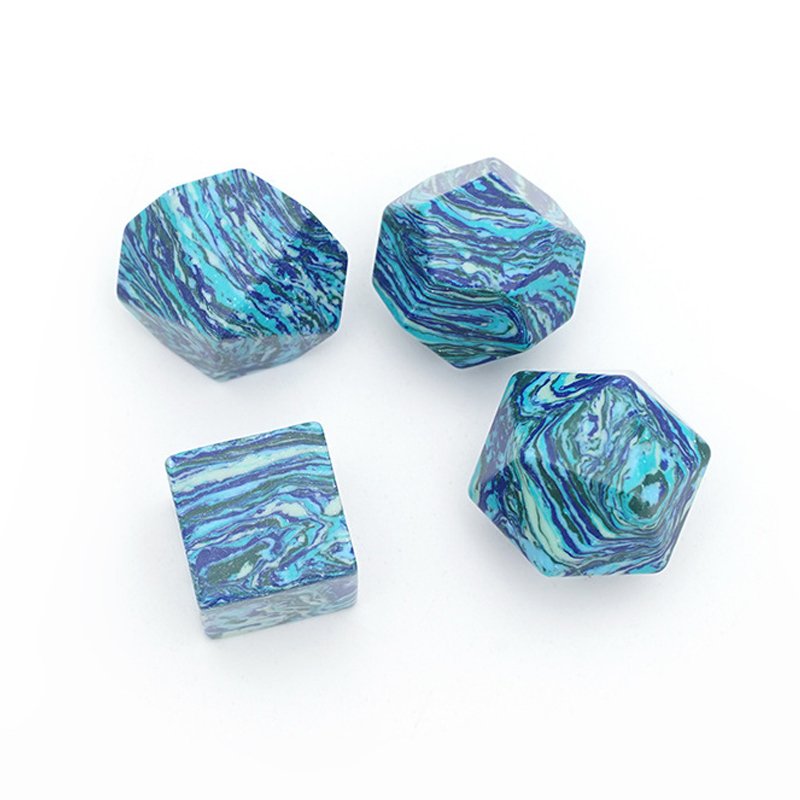 High Quality Custom Engraved DND Blank Dice Blue Striped Turquoise Gemstone Dice Set for Dungeons and Dragons RPG Board Game