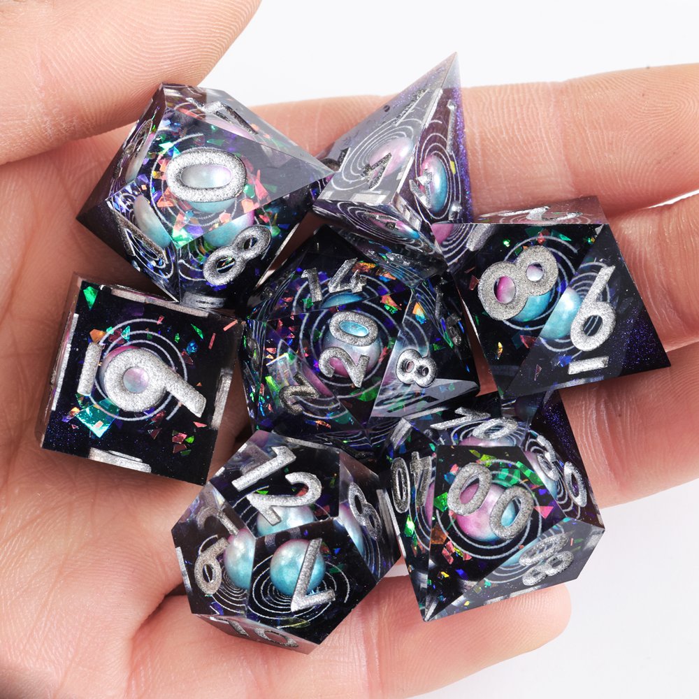 MINI PLANET Handmade DND Dice Set the Earth Polyhedral Dice TRPG Dungeons&Dragons Game Wholesale Custom Resin DND Dice Set