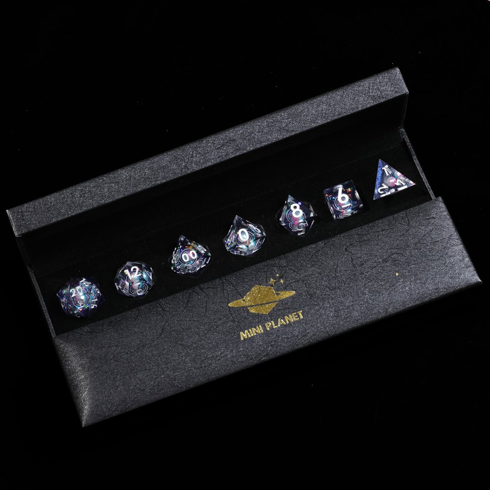 MINI PLANET Handmade DND Dice Set the Earth Polyhedral Dice TRPG Dungeons&Dragons Game Wholesale Custom Resin DND Dice Set