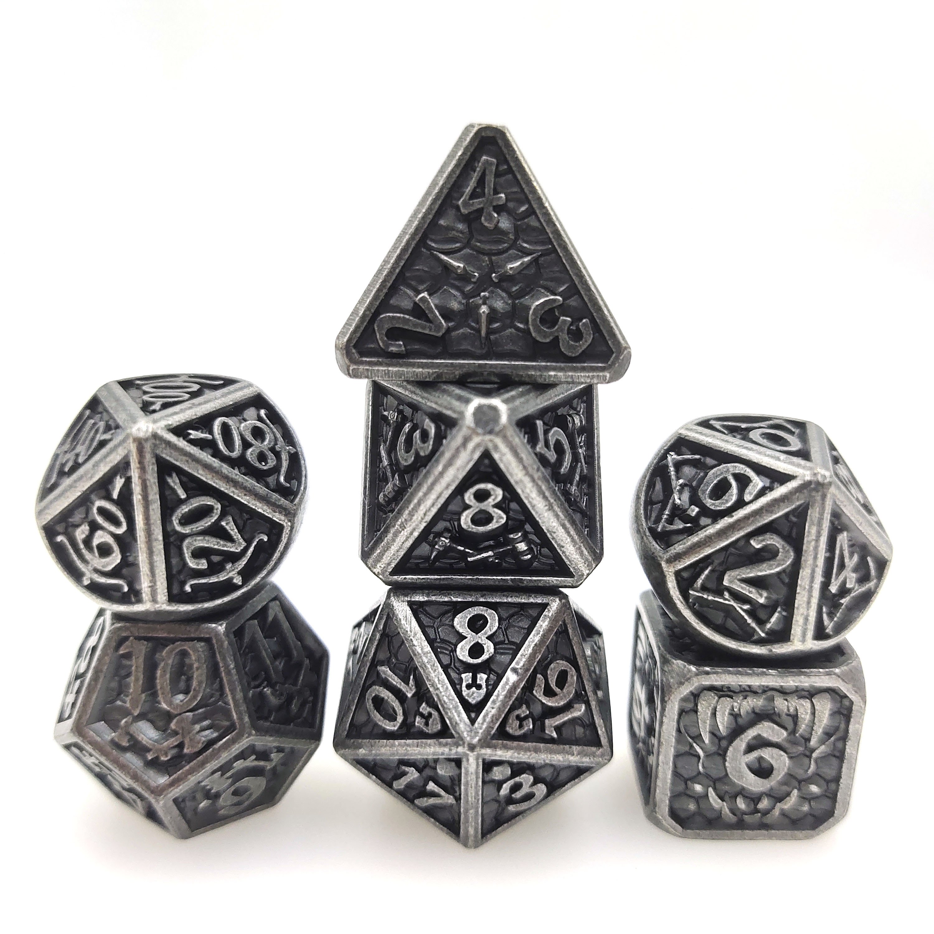 DND Dice Sets Dungeons and Dragons Dice D4 D6 D8 D10 D% D12 D20 7PCS RPG Polyhedral Board Game Metal Dice