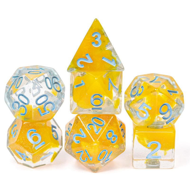 Udixi custom polyhedral magma glitter translucent dungeon & dragon dnd rpg tabletop game dice set