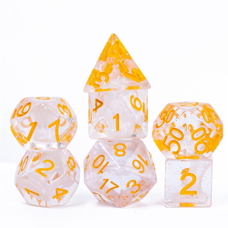 Udixi custom polyhedral magma glitter translucent dungeon & dragon dnd rpg tabletop game dice set