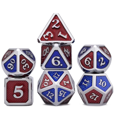 7 PCS Dragon Scale Metallic DND Die for Dungeons & Dragon D&D Game Metal Dice