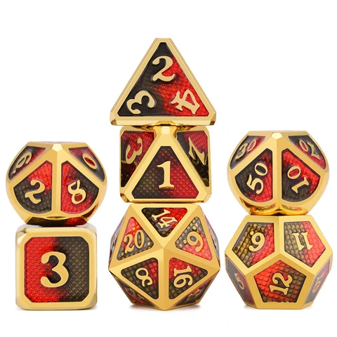 7 PCS Dragon Scale Metallic DND Die for Dungeons & Dragon D&D Game Metal Dice