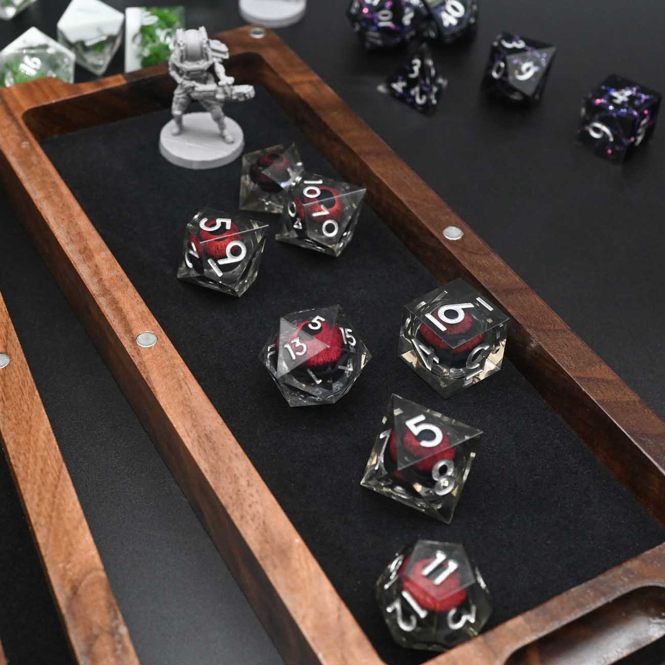Classic Black Walnut Dungeons and Dragons Game Box Wooden Storage Box Dice Box with Magnetic Lid