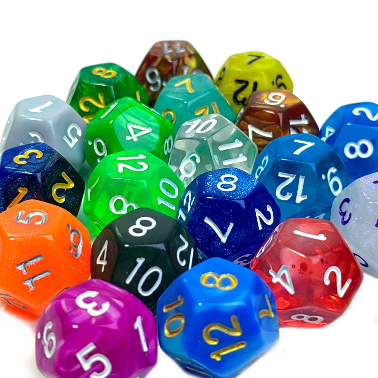 Factory bulk D12 polyhedral roll black number plastic acrylic custom color dice for dnd accessories board game