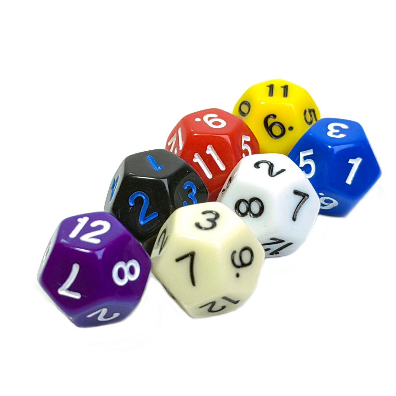 Factory bulk D12 polyhedral roll black number plastic acrylic custom color dice for dnd accessories board game