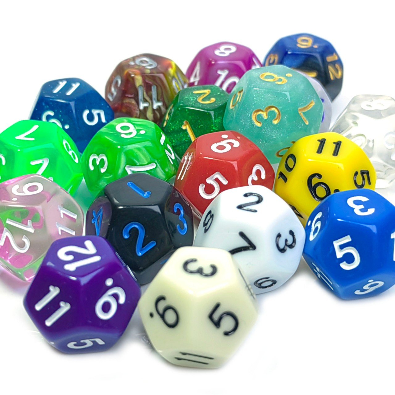 Factory bulk D12 polyhedral roll black number plastic acrylic custom color dice for dnd accessories board game