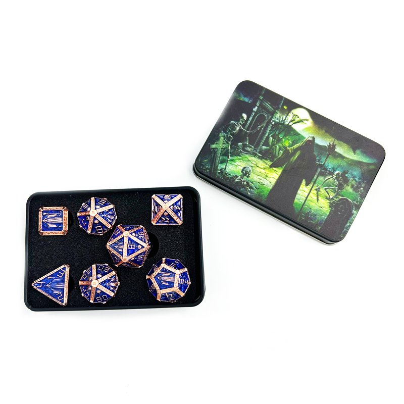 7-piece polyhedral Metal Wizard RPG Dice Set Green Dungeons & Dragons D20 D12 D10 D8 D6 D4 Role-play
