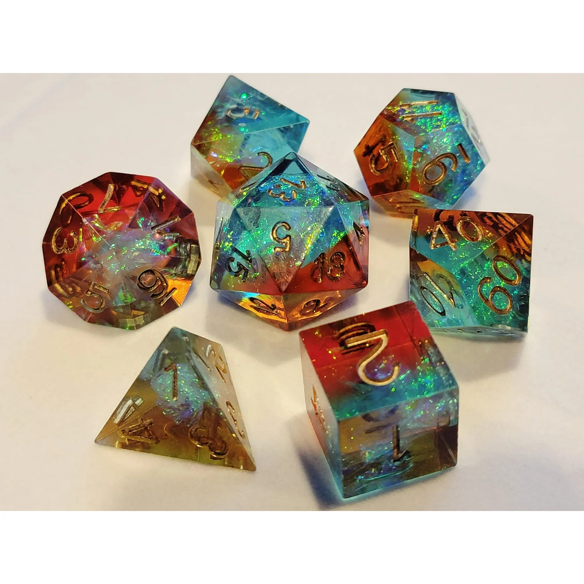 Two-Color Polyhedral Resin Dice Set Customizable DND RPG Dragon City Board Game Accessories D6 D20 Dungeon Adventure