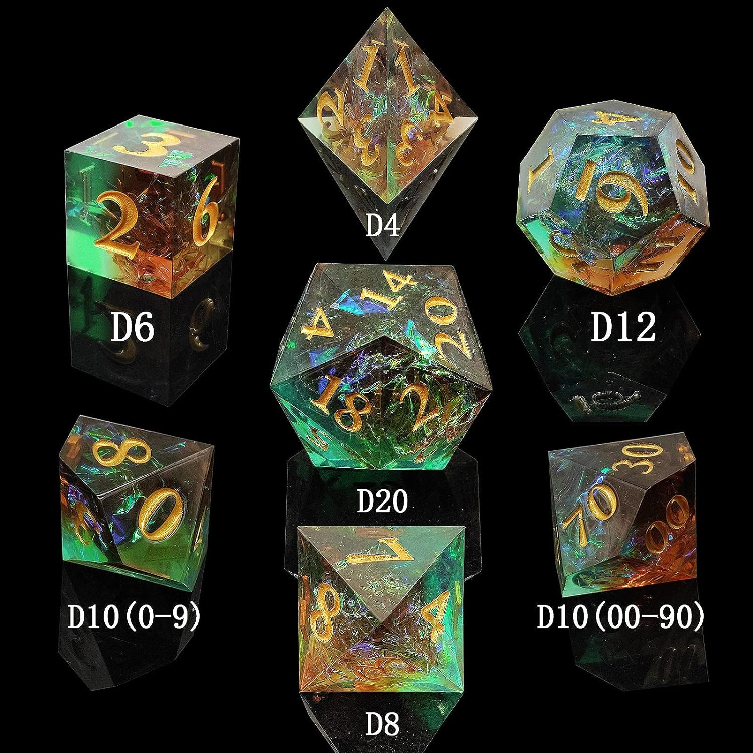 Two-Color Polyhedral Resin Dice Set Customizable DND RPG Dragon City Board Game Accessories D6 D20 Dungeon Adventure