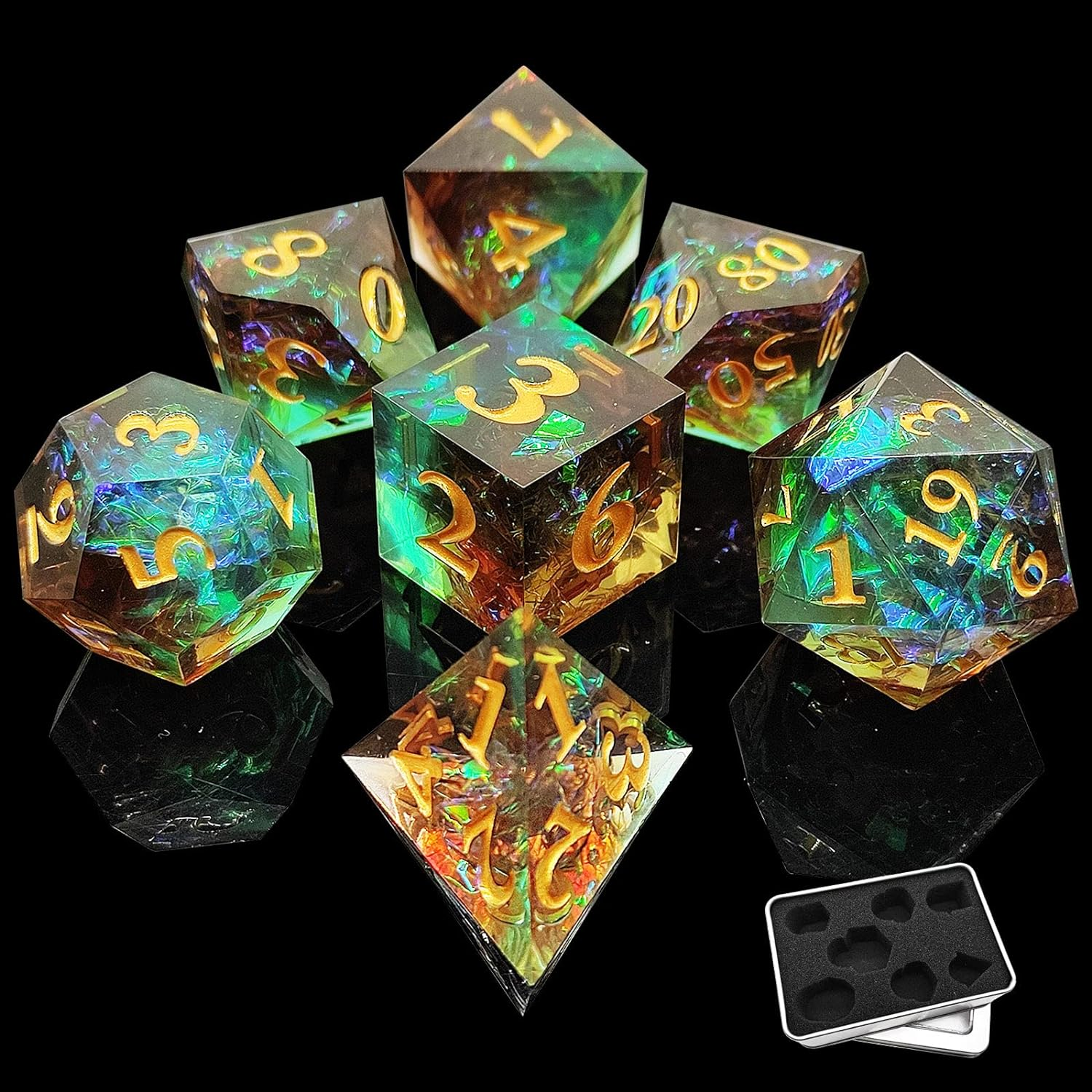 Two-Color Polyhedral Resin Dice Set Customizable DND RPG Dragon City Board Game Accessories D6 D20 Dungeon Adventure