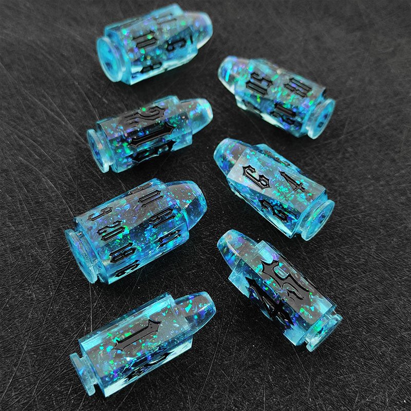 7 Resin Polyhedral Bullet Numbers Set DND Transparent Dice COC Running Table Game Colors