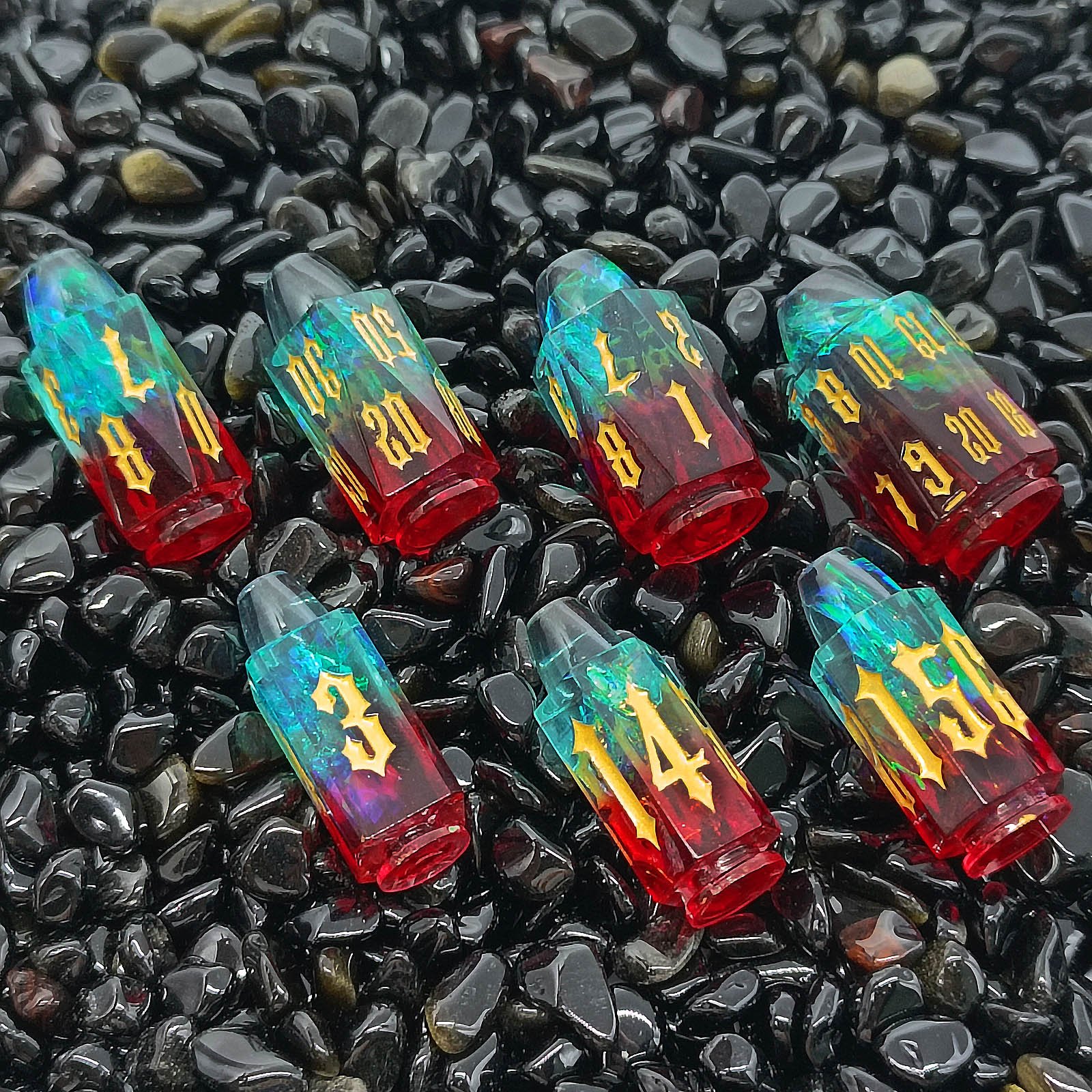 7 Resin Polyhedral Bullet Numbers Set DND Transparent Dice COC Running Table Game Colors