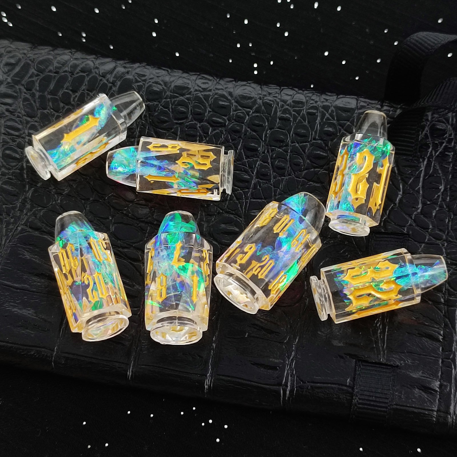 7 Resin Polyhedral Bullet Numbers Set DND Transparent Dice COC Running Table Game Colors