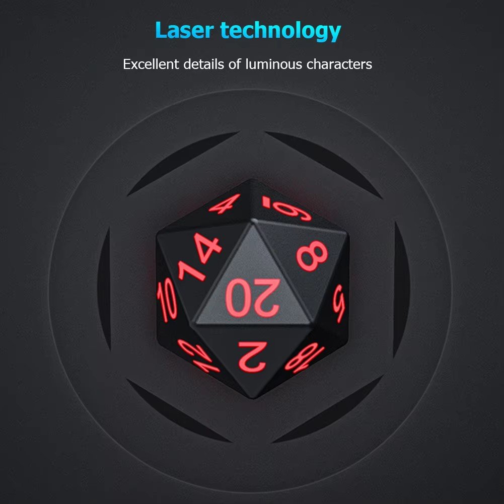 Light Up Colorful Dice Set Rechargeable LED DND Dice for D&D Party Games with Charging Box