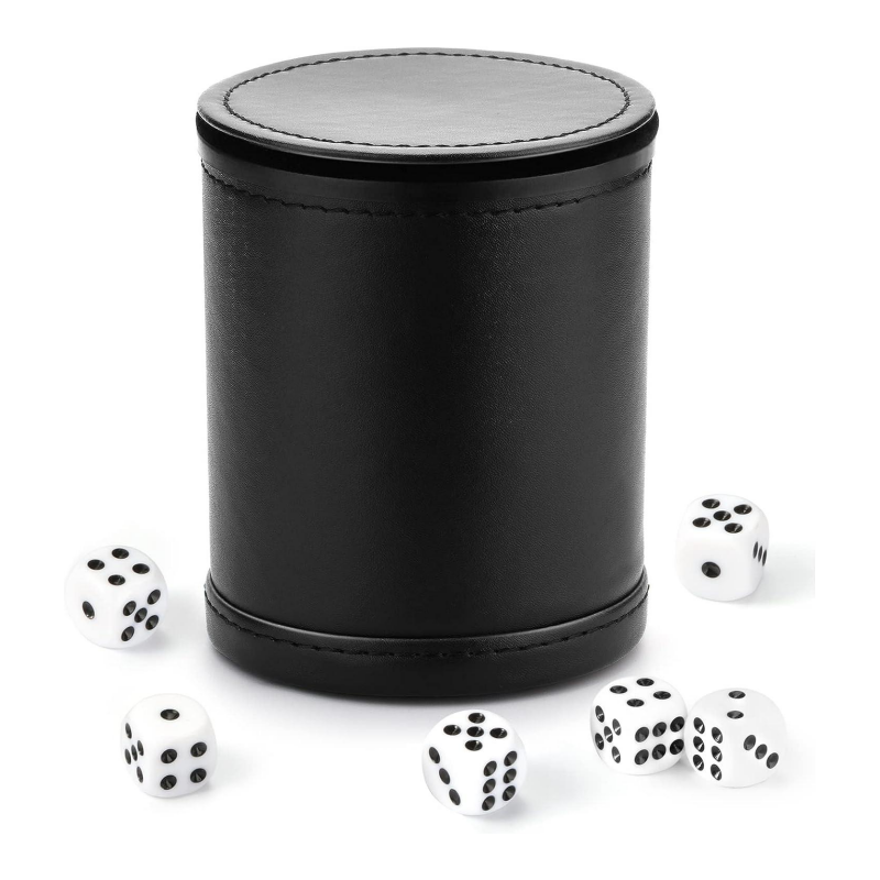 party game supplies high quality backgammon black leather dice cup dice shaker holder cup 6