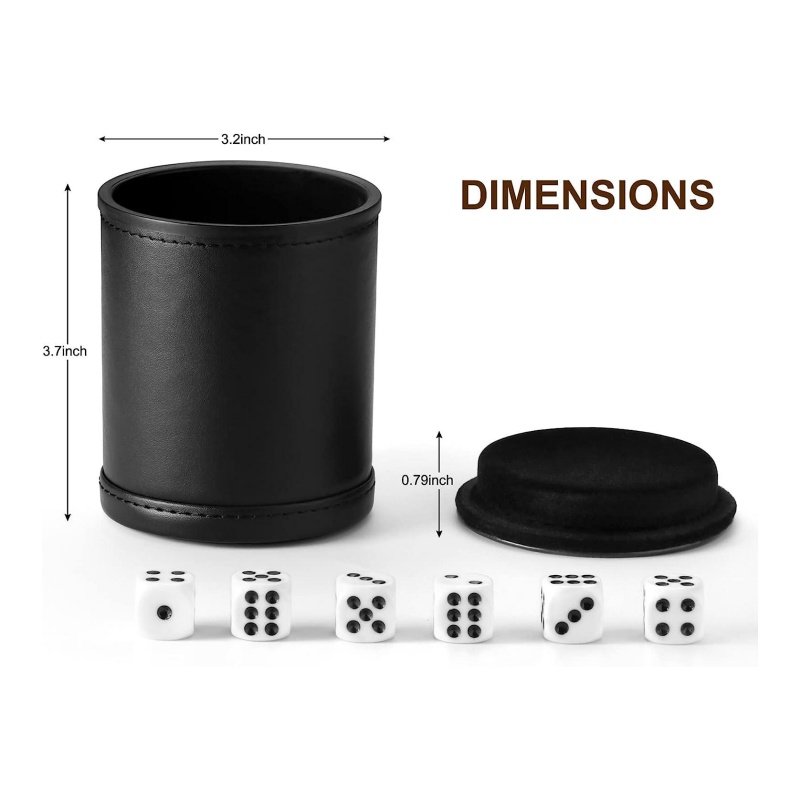 party game supplies high quality backgammon black leather dice cup dice shaker holder cup 6