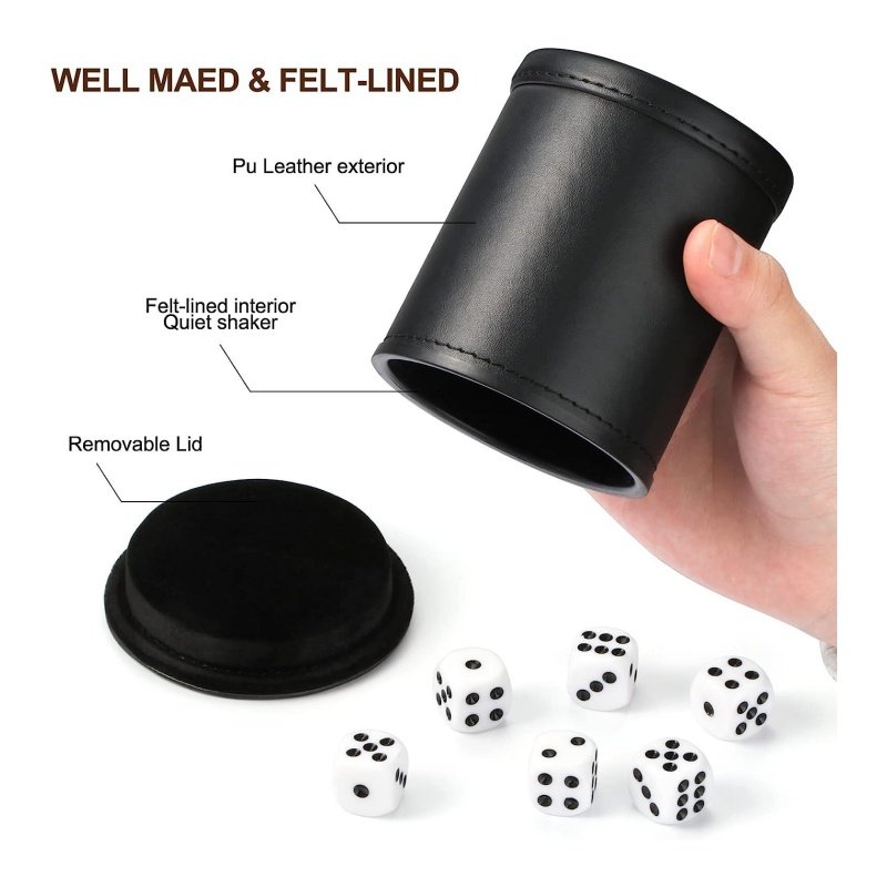 party game supplies high quality backgammon black leather dice cup dice shaker holder cup 6