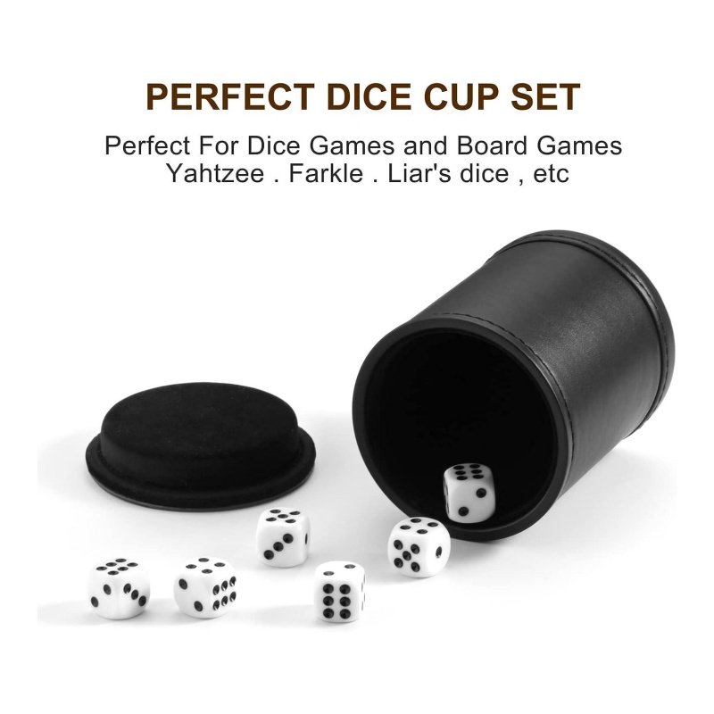 party game supplies high quality backgammon black leather dice cup dice shaker holder cup 6
