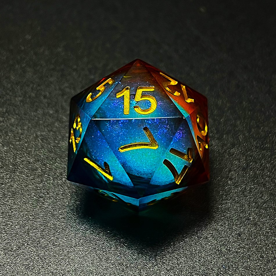 Desk Polyhedral Custom Dice DnD Handmade Sharp Edge Liquid Core Dice resin sharpedge dice d20 d10 7Set for rpg