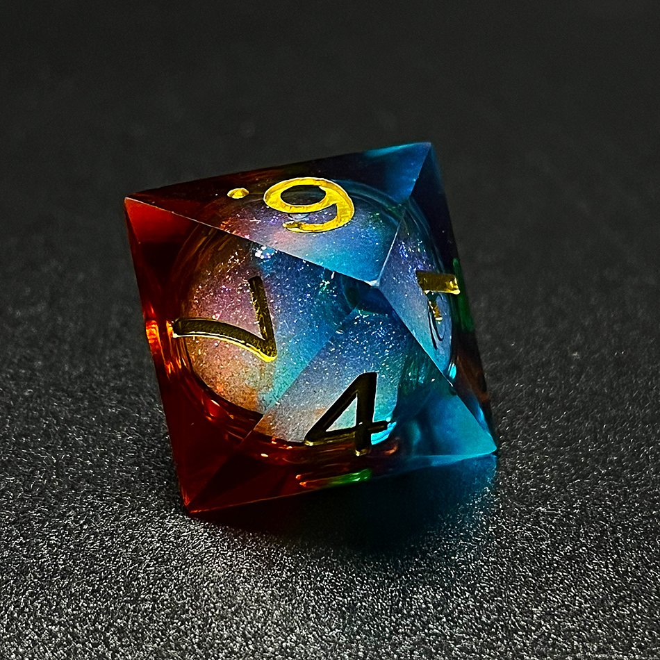 Desk Polyhedral Custom Dice DnD Handmade Sharp Edge Liquid Core Dice resin sharpedge dice d20 d10 7Set for rpg