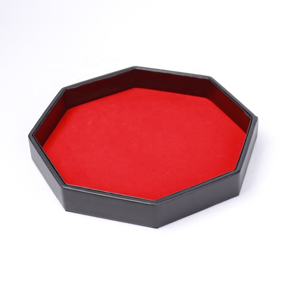 Customized Unique Durable Octagonal Dice Game Board Personalized Design Leather Storage Dice Tray