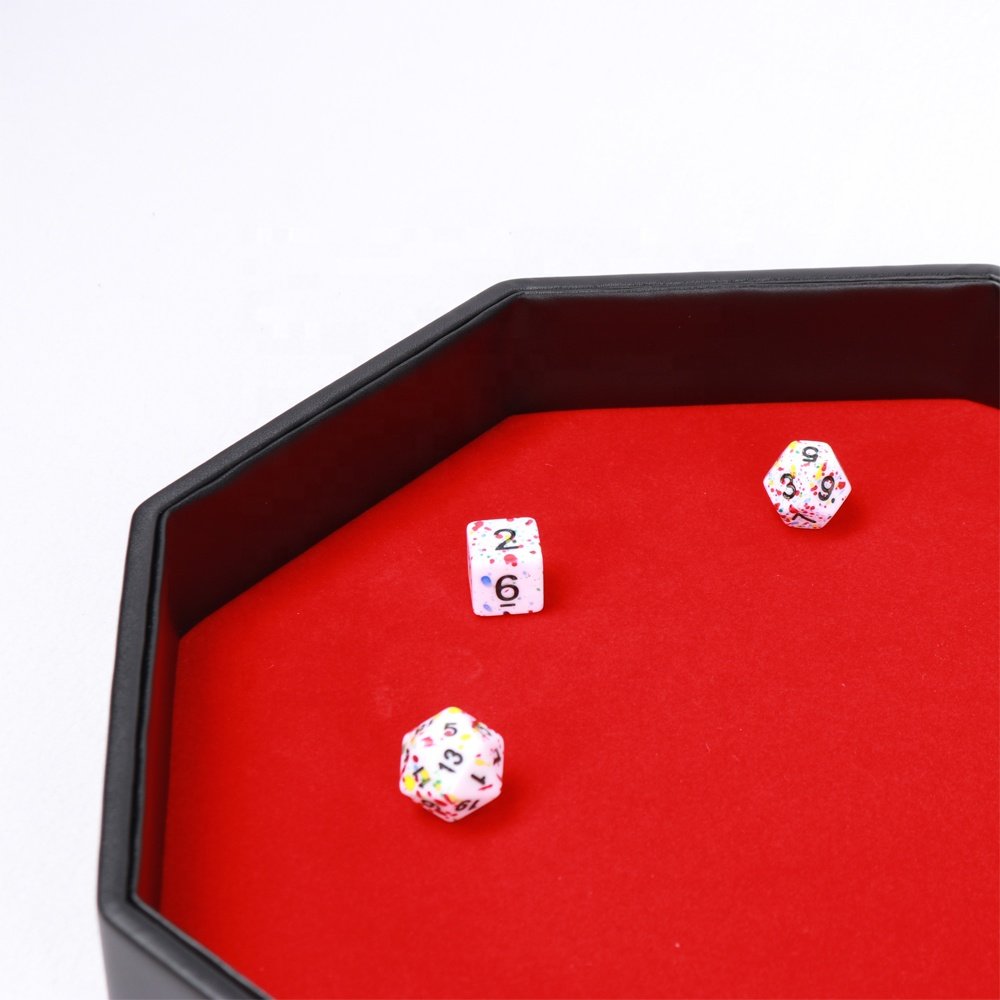 Customized Unique Durable Octagonal Dice Game Board Personalized Design Leather Storage Dice Tray