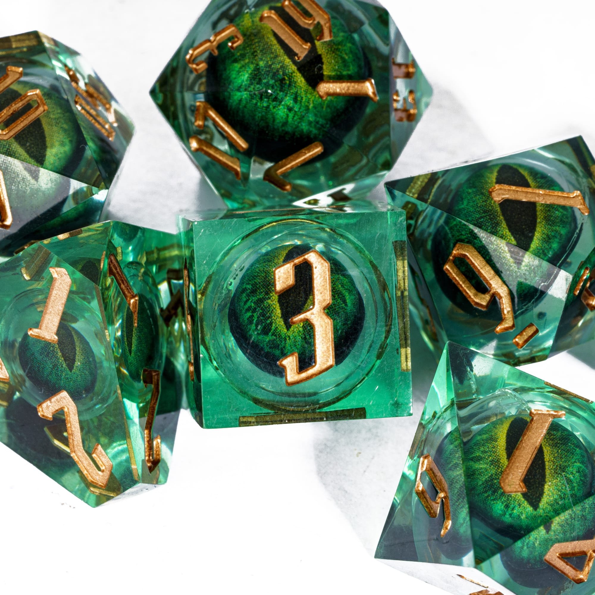 Udixi Polyhedral custom logo rpg dungeons and dragons Eyeball sharp edge Dice set