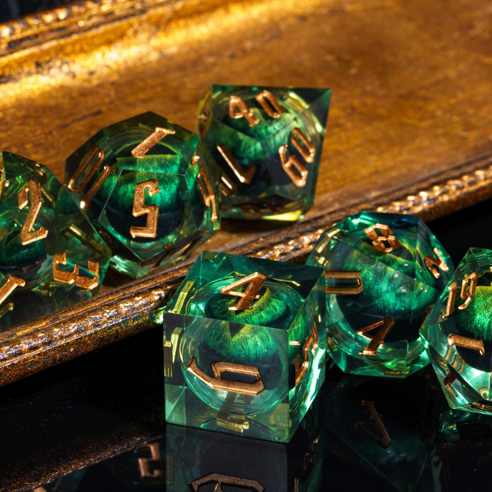 Udixi Polyhedral custom logo rpg dungeons and dragons Eyeball sharp edge Dice set