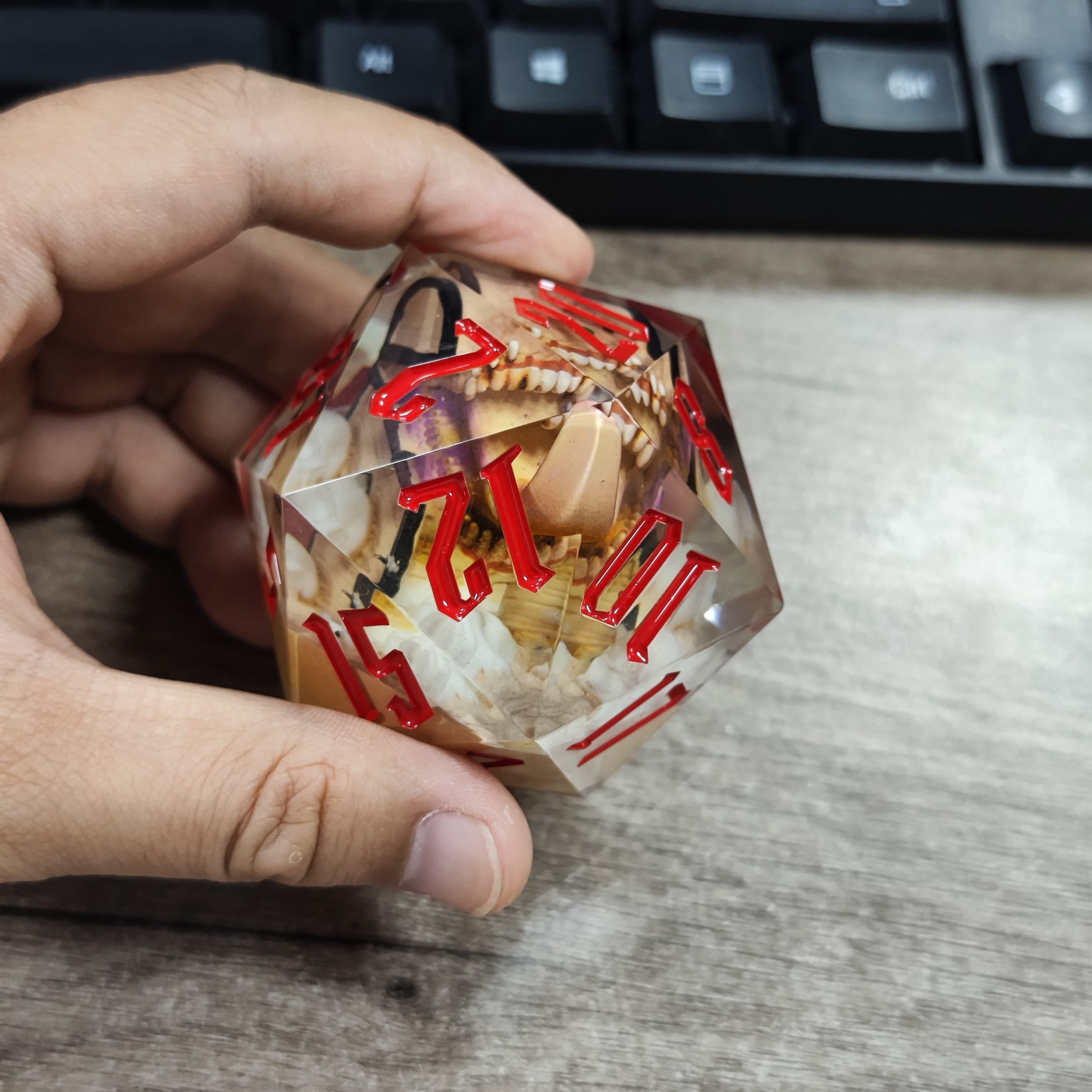 Udixi Custom Handmade 55mm MIMIC Dice 55mm D20 Resin Dice Dungeons and Dragons dnd rpg dice set board game