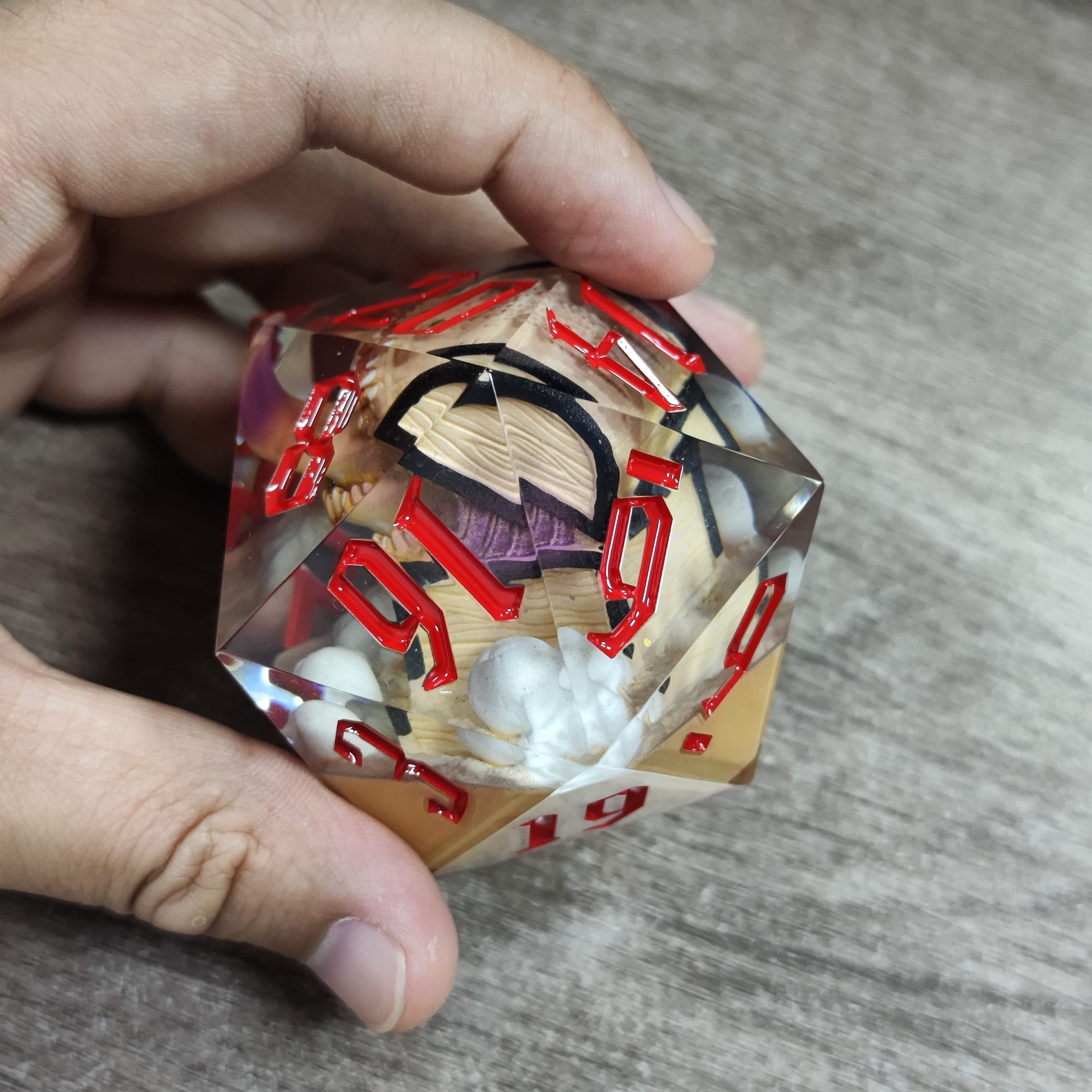 Udixi Custom Handmade 55mm MIMIC Dice 55mm D20 Resin Dice Dungeons and Dragons dnd rpg dice set board game