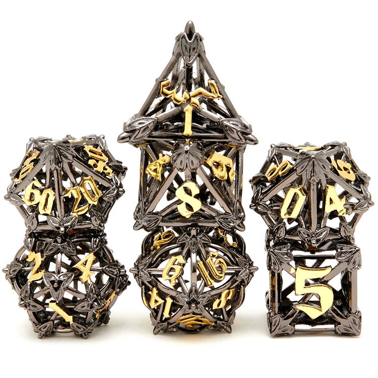 New Hot Sale d&d Polyhedron 7-eyed Monster Hollow Dice Dungeons and Dragons Custom metal rpg dnd Dice set sharp dice